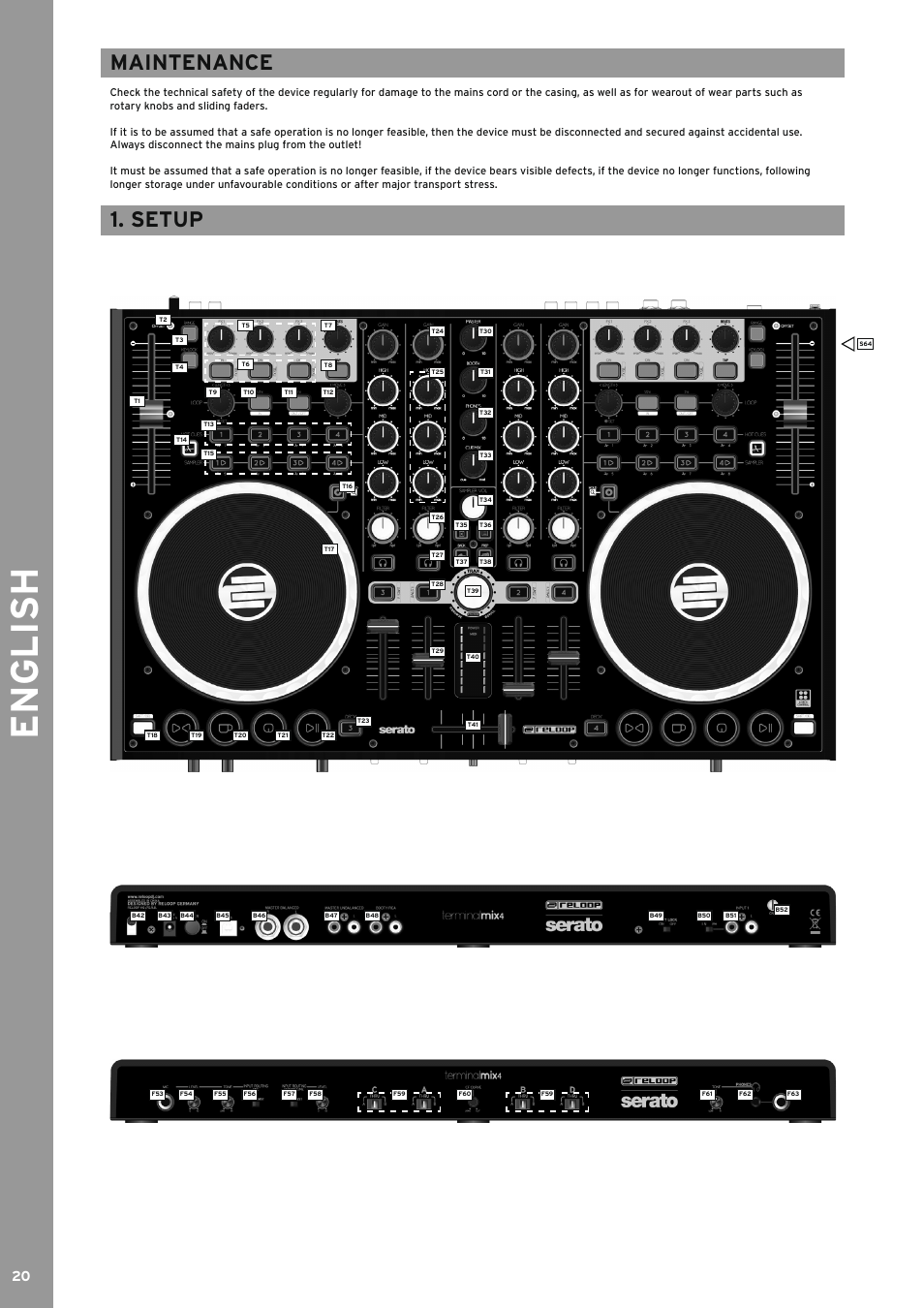 Maintenance, Setup, English | Reloop TERMINAL MIX 4 - Instruction Manual User Manual | Page 20 / 68