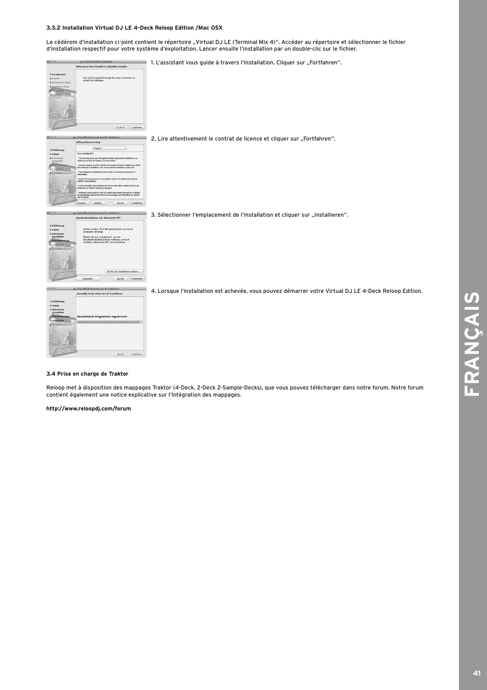 4 prise en charge de traktor, Prise en charge de traktor, Fr an ç ais | Reloop TERMINAL MIX 4 - Instruction Manual User Manual | Page 41 / 68