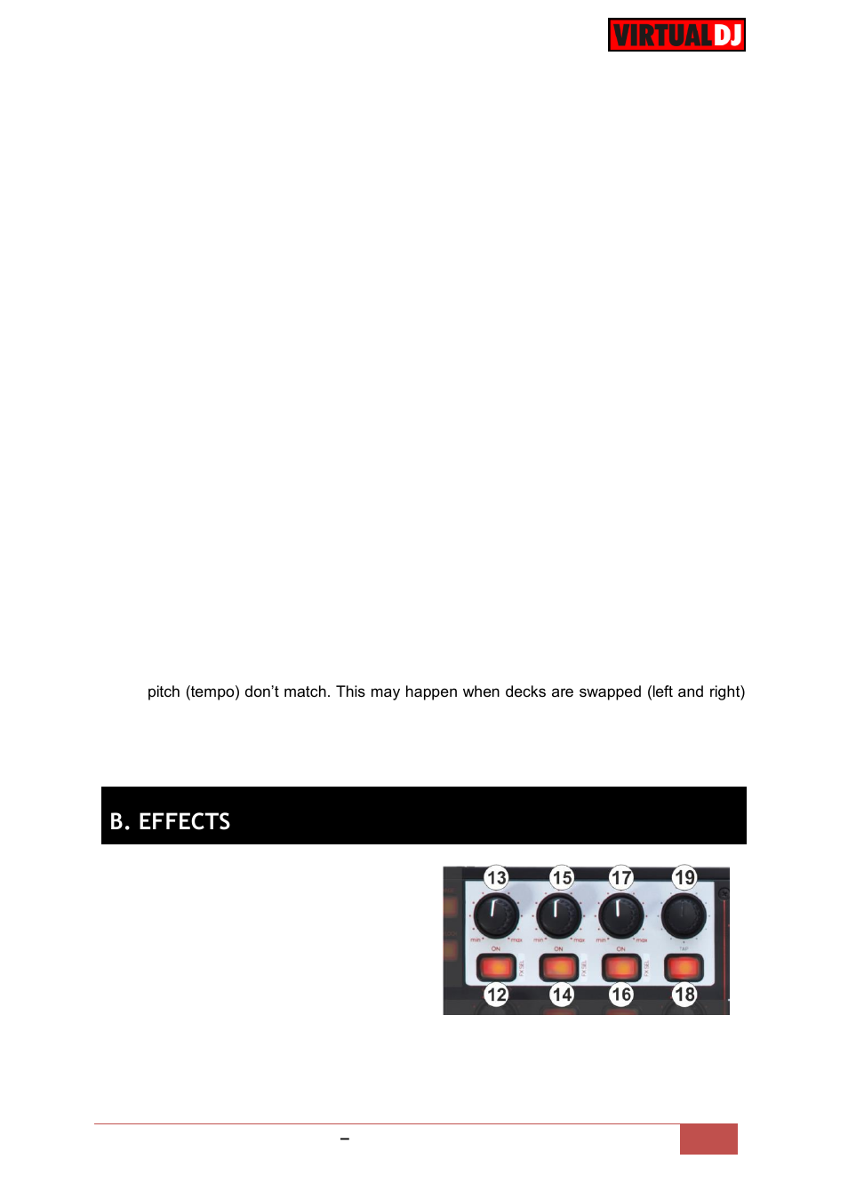 B. effects | Reloop TERMINAL MIX 4 - VirtualDJ 8 Operation Guide User Manual | Page 6 / 15