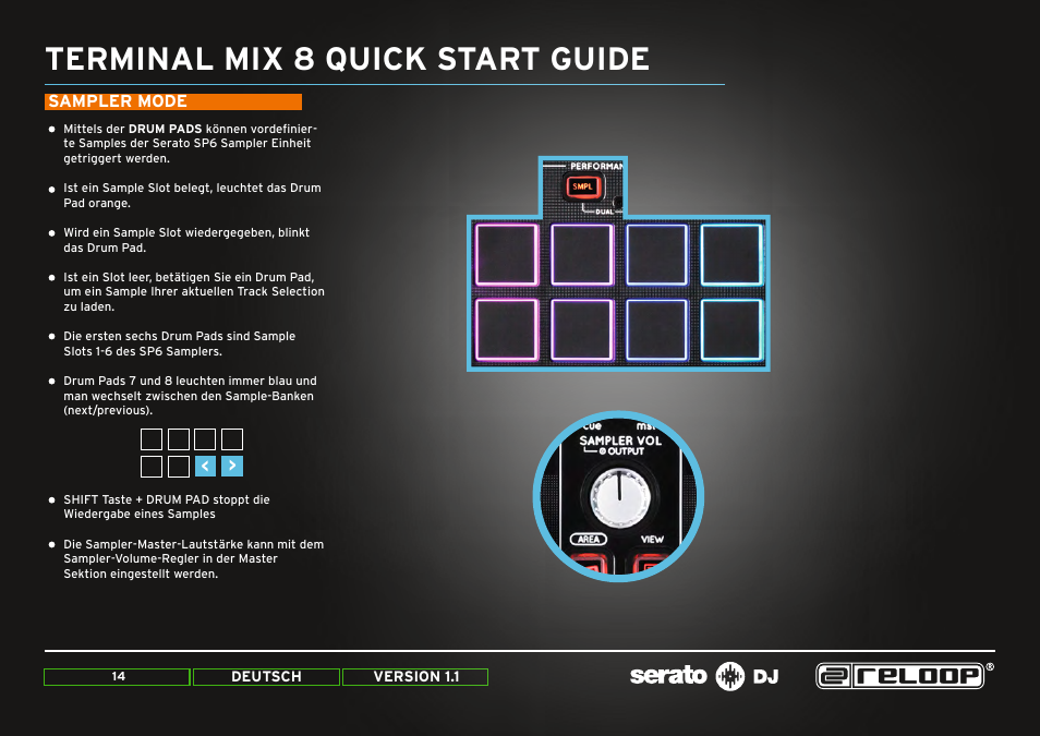 Sampler mode, Terminal mix 8 quick start guide | Reloop TERMINAL MIX 8 - Quick Start Guides User Manual | Page 14 / 32