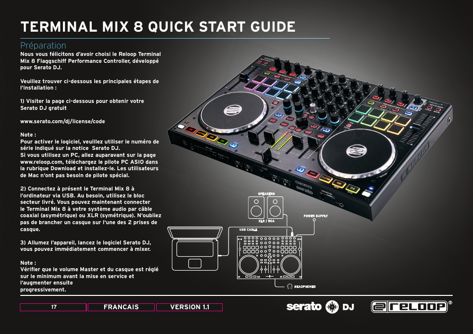 Terminal mix 8 quick start guide, Préparation | Reloop TERMINAL MIX 8 - Quick Start Guides User Manual | Page 17 / 32