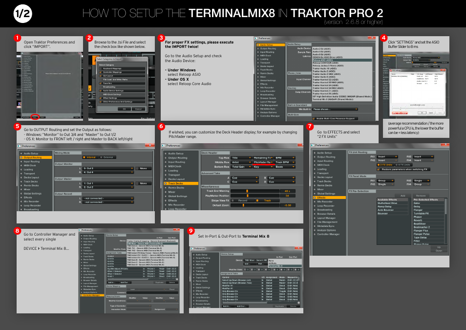 Reloop TERMINAL MIX 8 - Traktor Import Guide User Manual | 2 pages