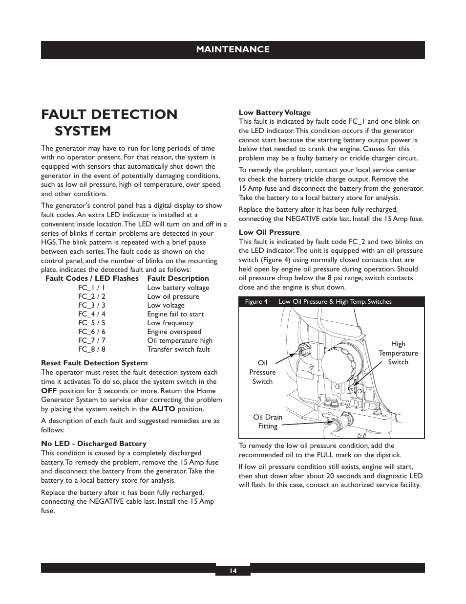 Fault detection system | Briggs & Stratton 040213 User Manual | Page 14 / 56