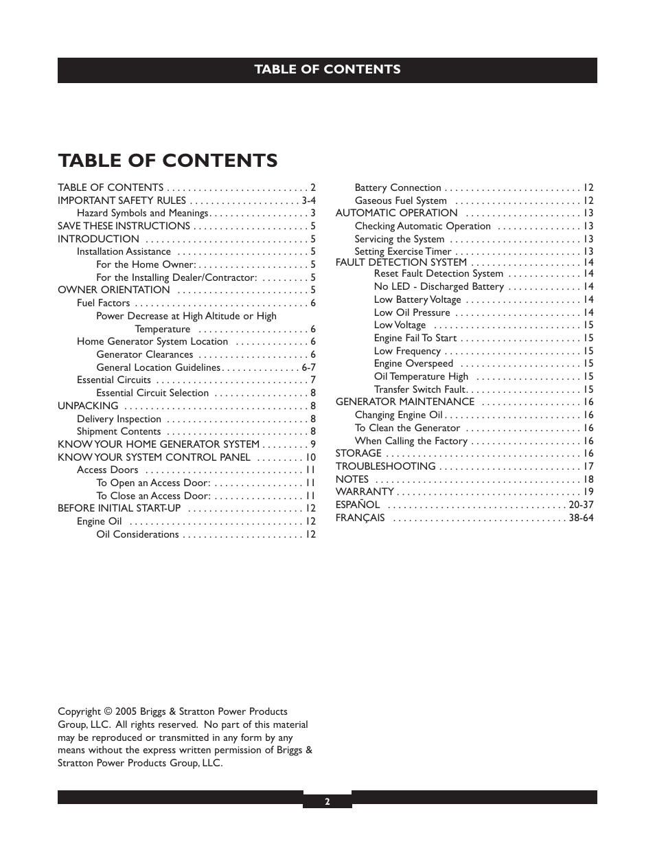 Briggs & Stratton 040213 User Manual | Page 2 / 56