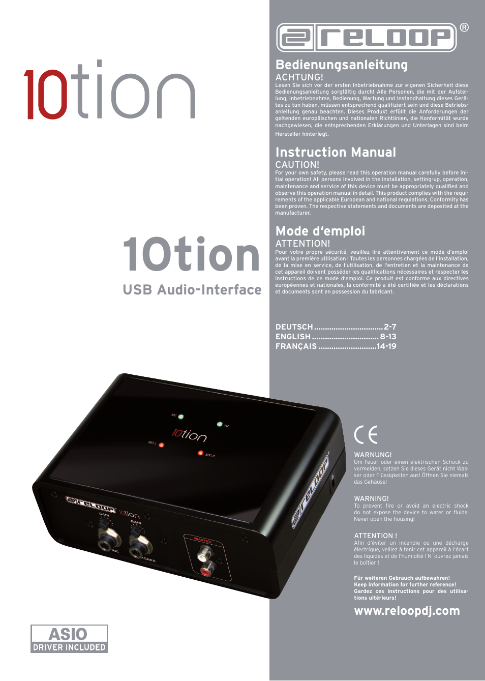 Reloop 10TION User Manual | 20 pages