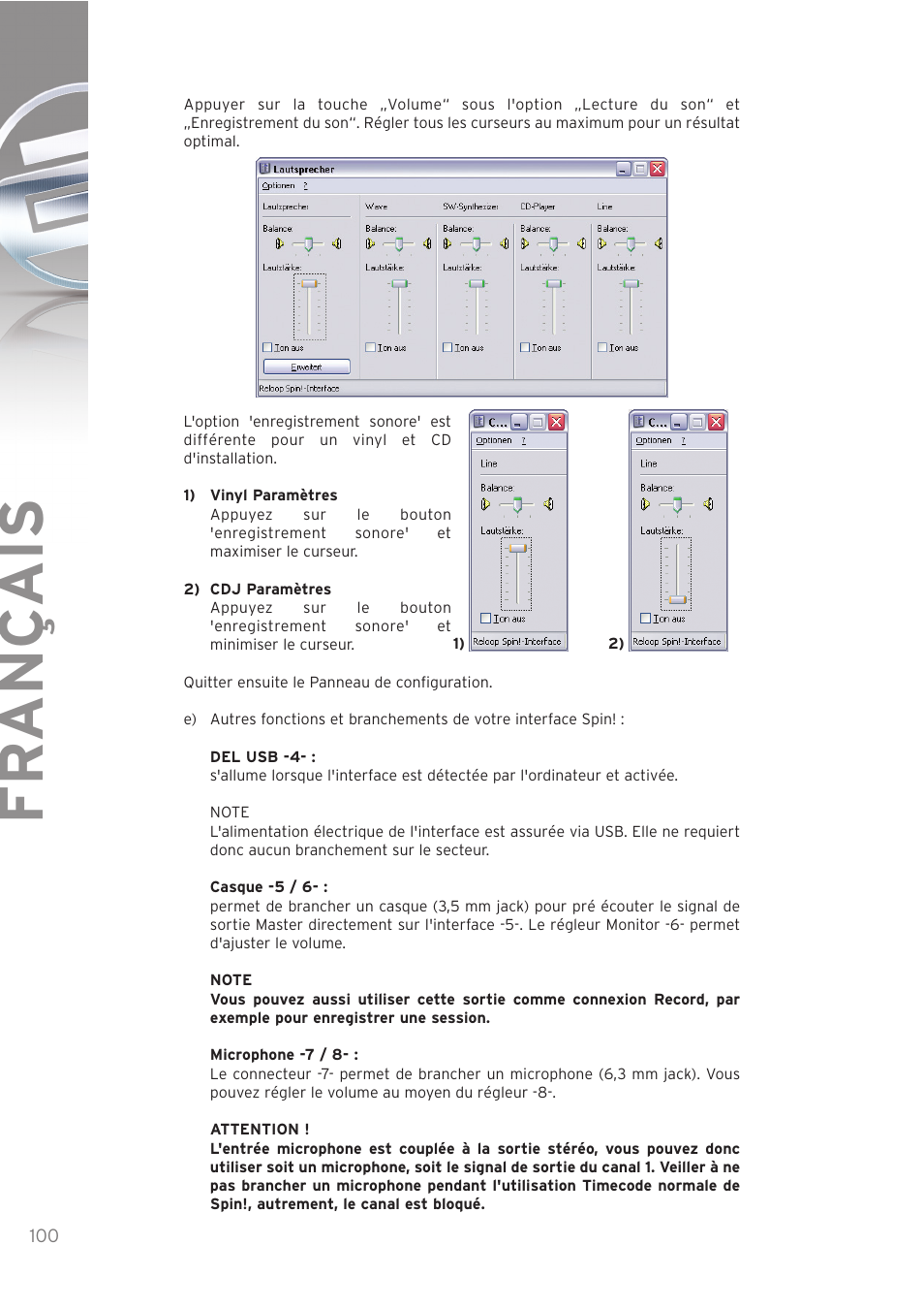 Fr ançais | Reloop SPIN! User Manual | Page 100 / 140