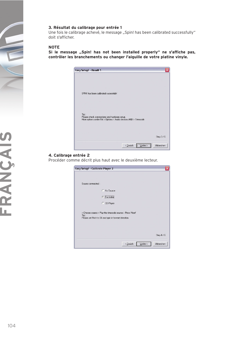 Fr ançais | Reloop SPIN! User Manual | Page 104 / 140