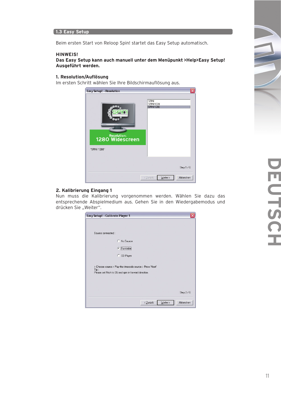 Deut sch | Reloop SPIN! User Manual | Page 11 / 140