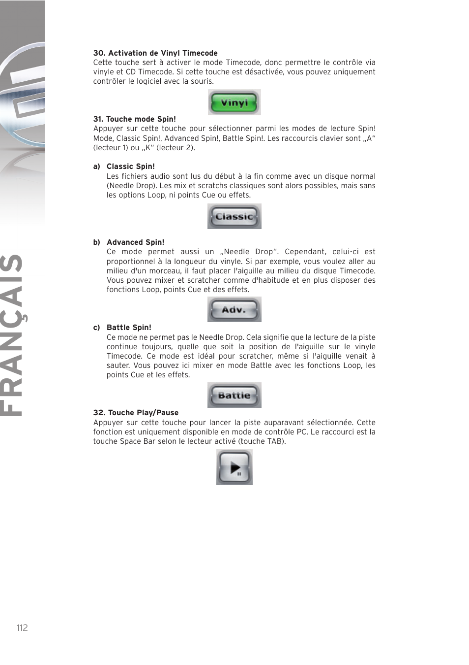 Fr ançais | Reloop SPIN! User Manual | Page 112 / 140