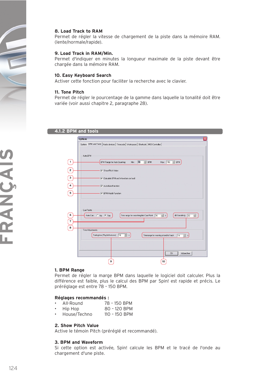 Fr ançais | Reloop SPIN! User Manual | Page 124 / 140