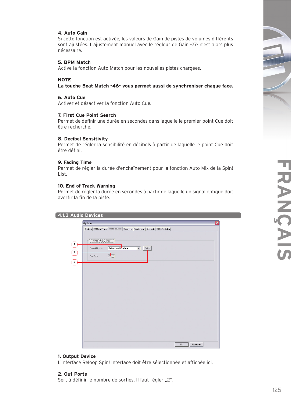 Fr ançais | Reloop SPIN! User Manual | Page 125 / 140