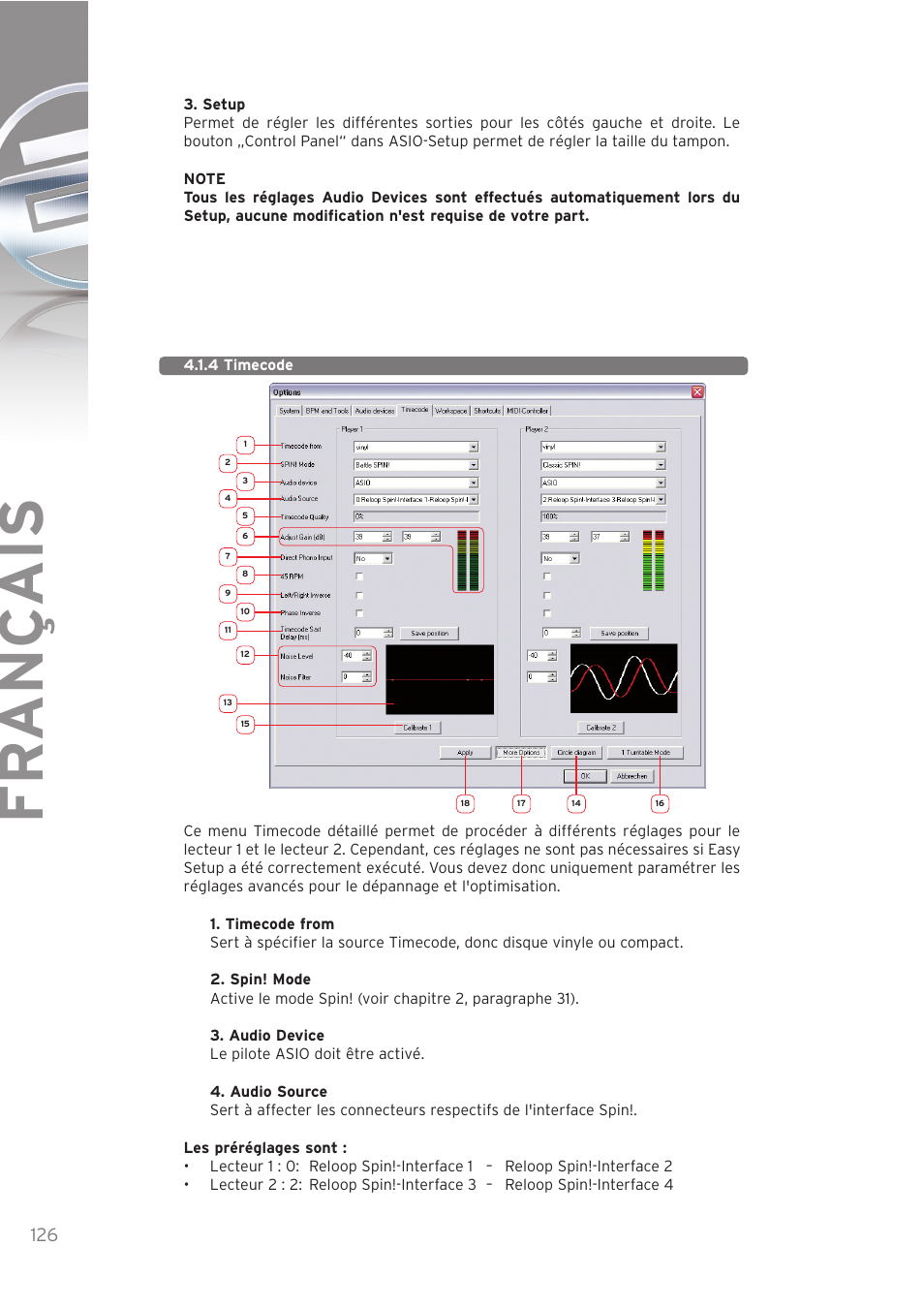 Fr ançais | Reloop SPIN! User Manual | Page 126 / 140