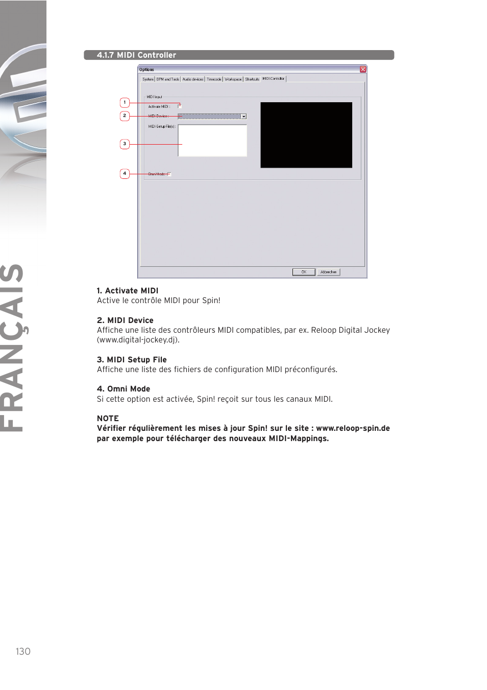 Fr ançais | Reloop SPIN! User Manual | Page 130 / 140