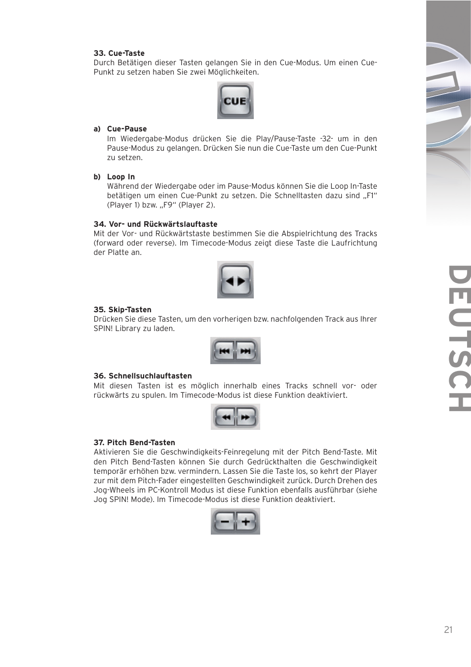 Deut sch | Reloop SPIN! User Manual | Page 21 / 140