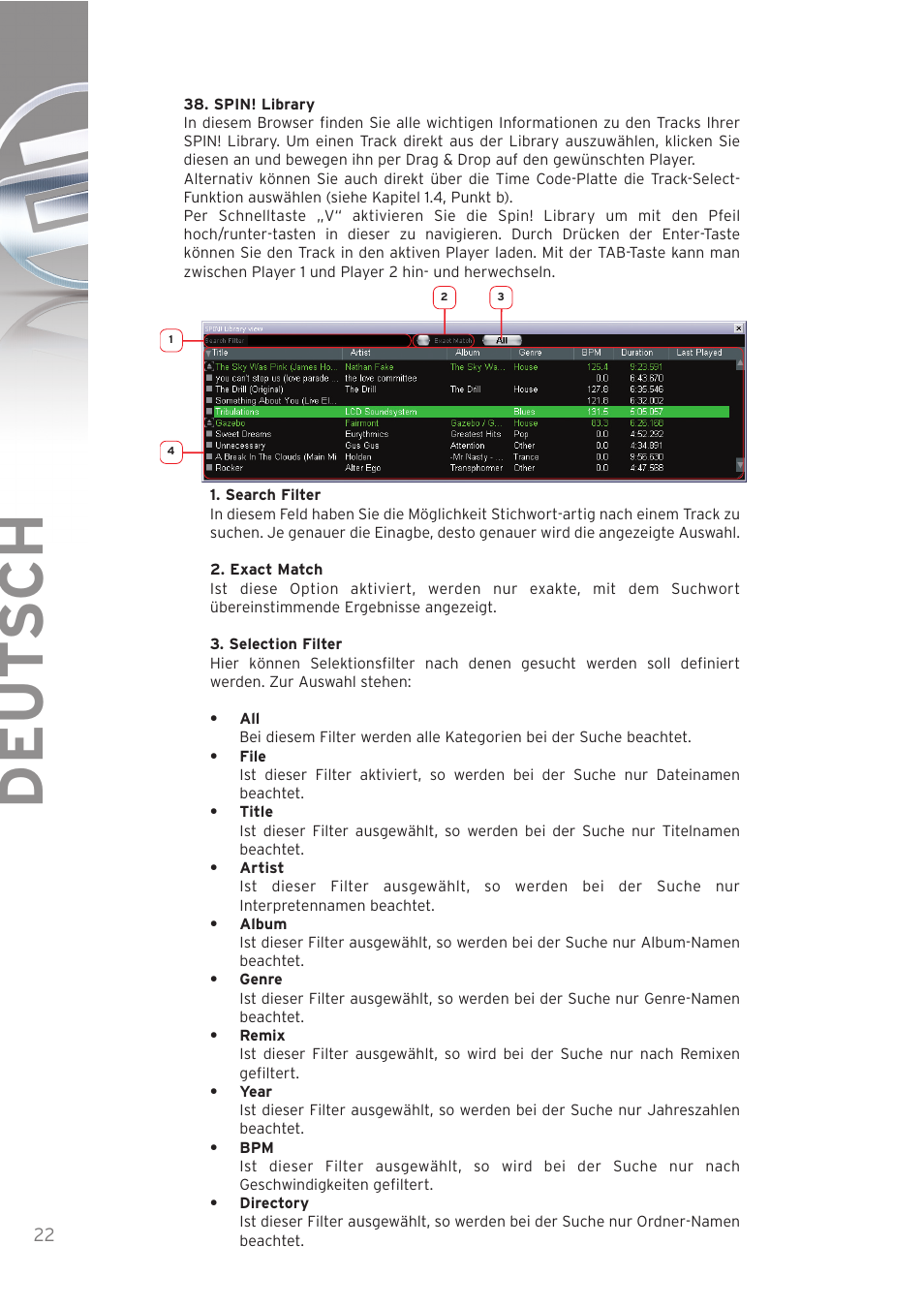 Deut sch | Reloop SPIN! User Manual | Page 22 / 140