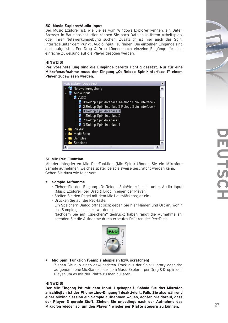 Deut sch | Reloop SPIN! User Manual | Page 27 / 140