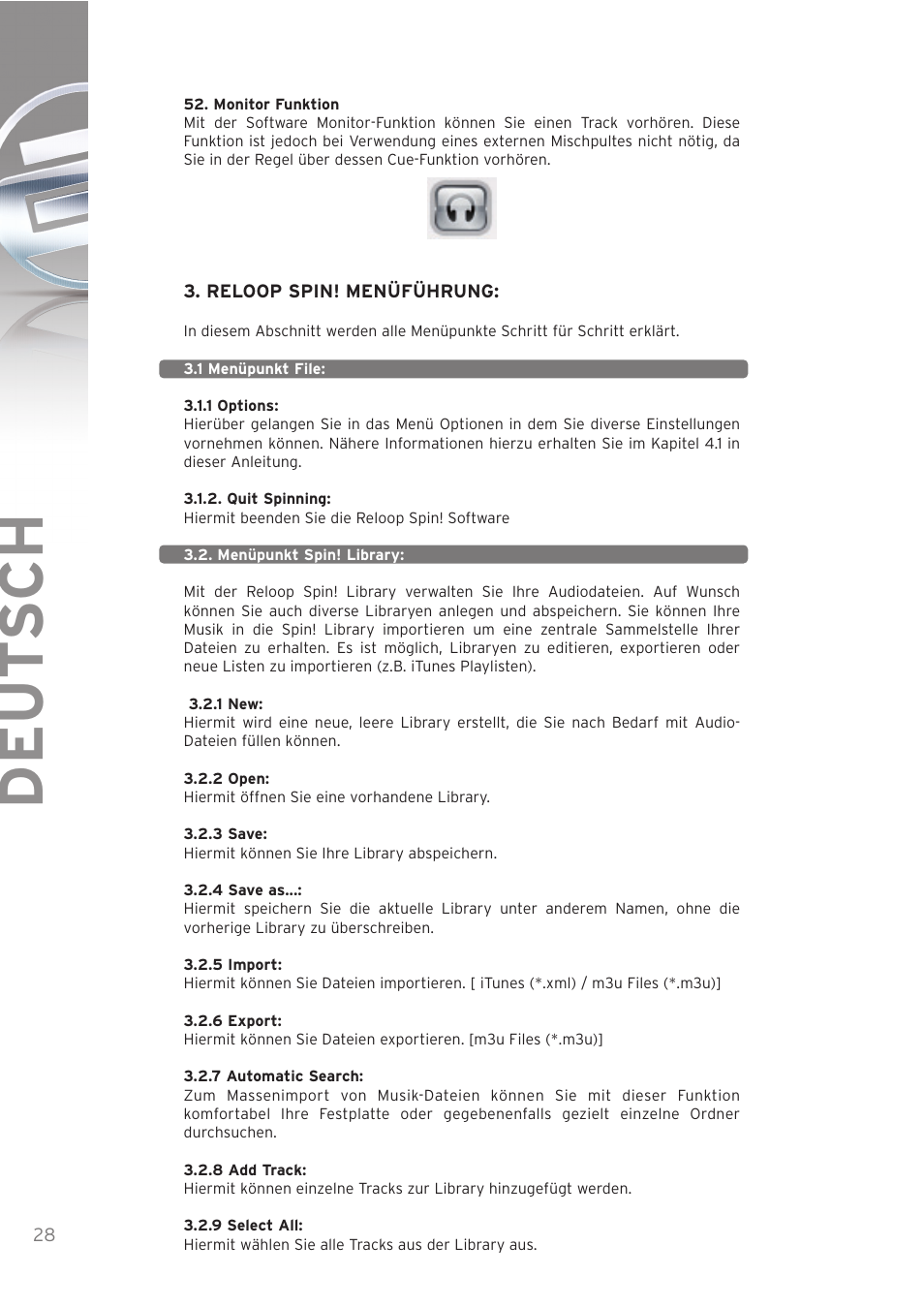 Deut sch | Reloop SPIN! User Manual | Page 28 / 140