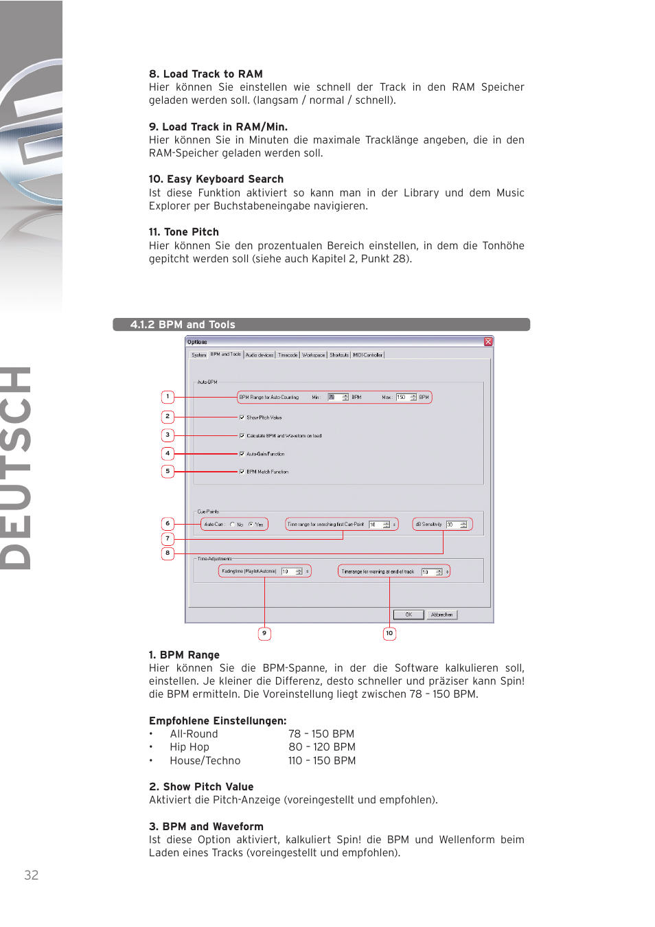 Deut sch | Reloop SPIN! User Manual | Page 32 / 140