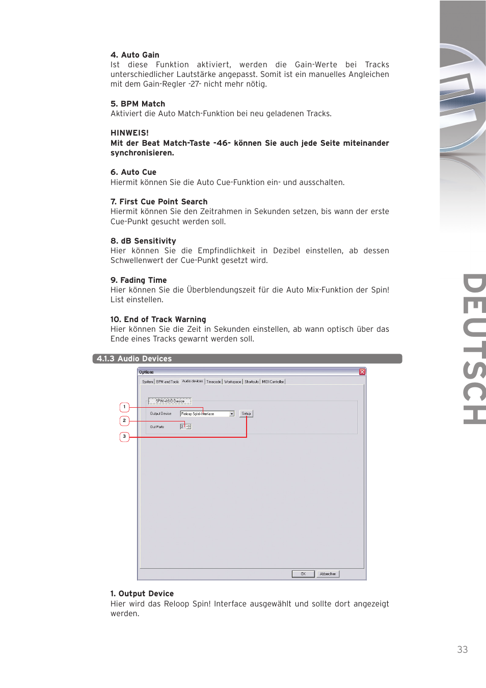 Deut sch | Reloop SPIN! User Manual | Page 33 / 140