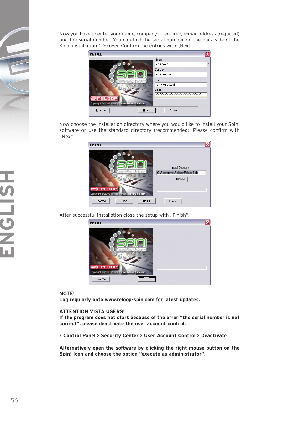 English | Reloop SPIN! User Manual | Page 56 / 140