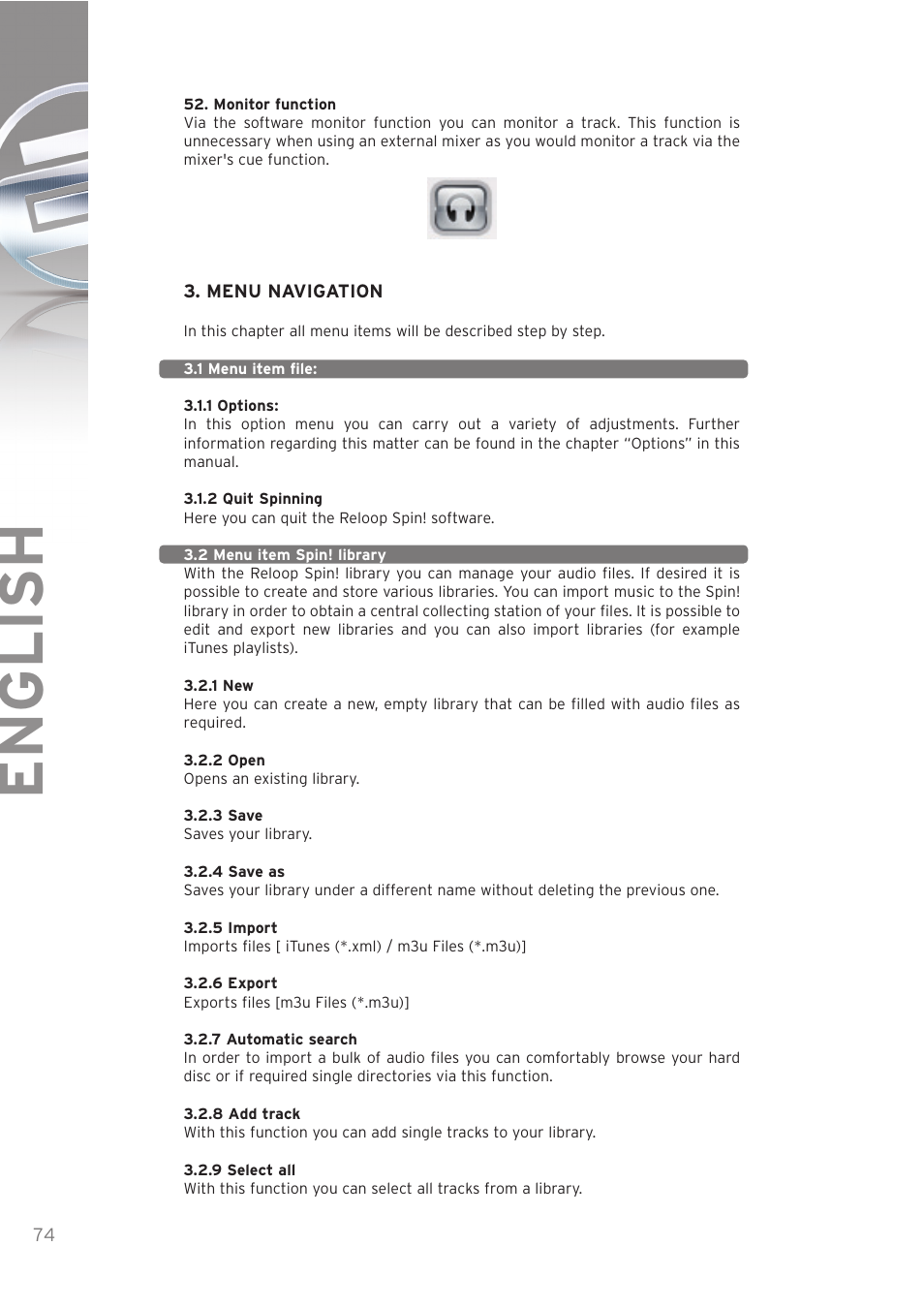 English | Reloop SPIN! User Manual | Page 74 / 140