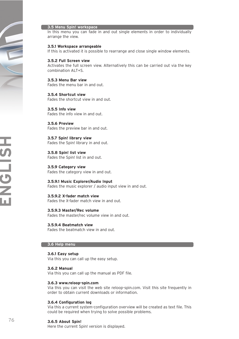 English | Reloop SPIN! User Manual | Page 76 / 140