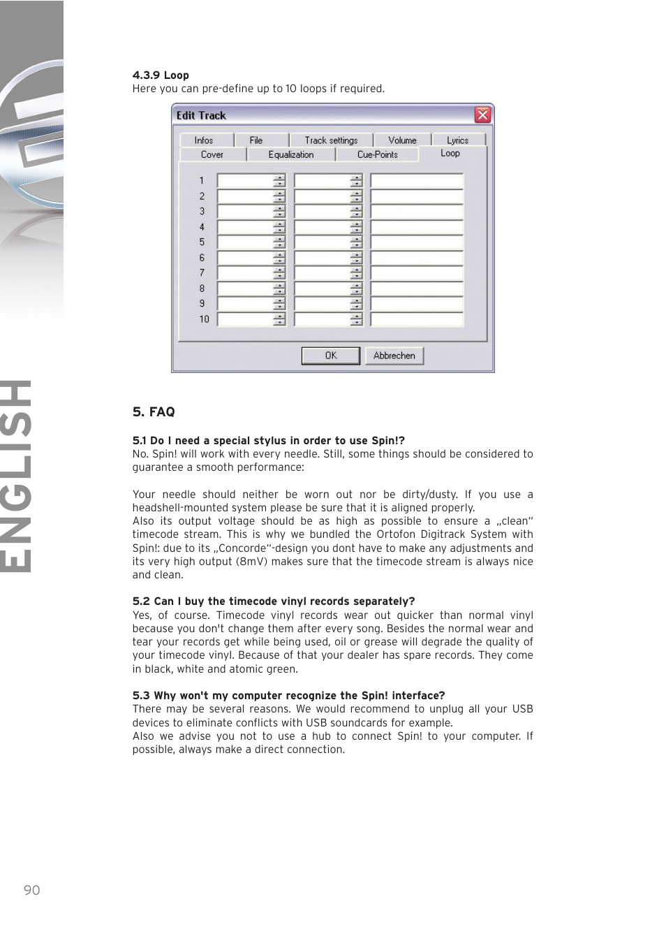 English | Reloop SPIN! User Manual | Page 90 / 140