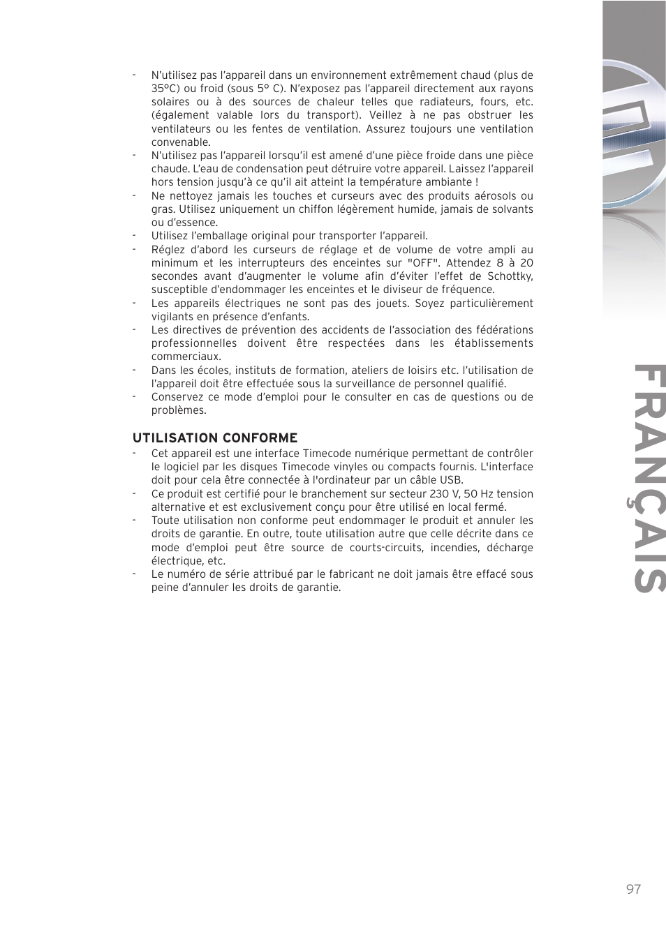 Fr ançais | Reloop SPIN! User Manual | Page 97 / 140