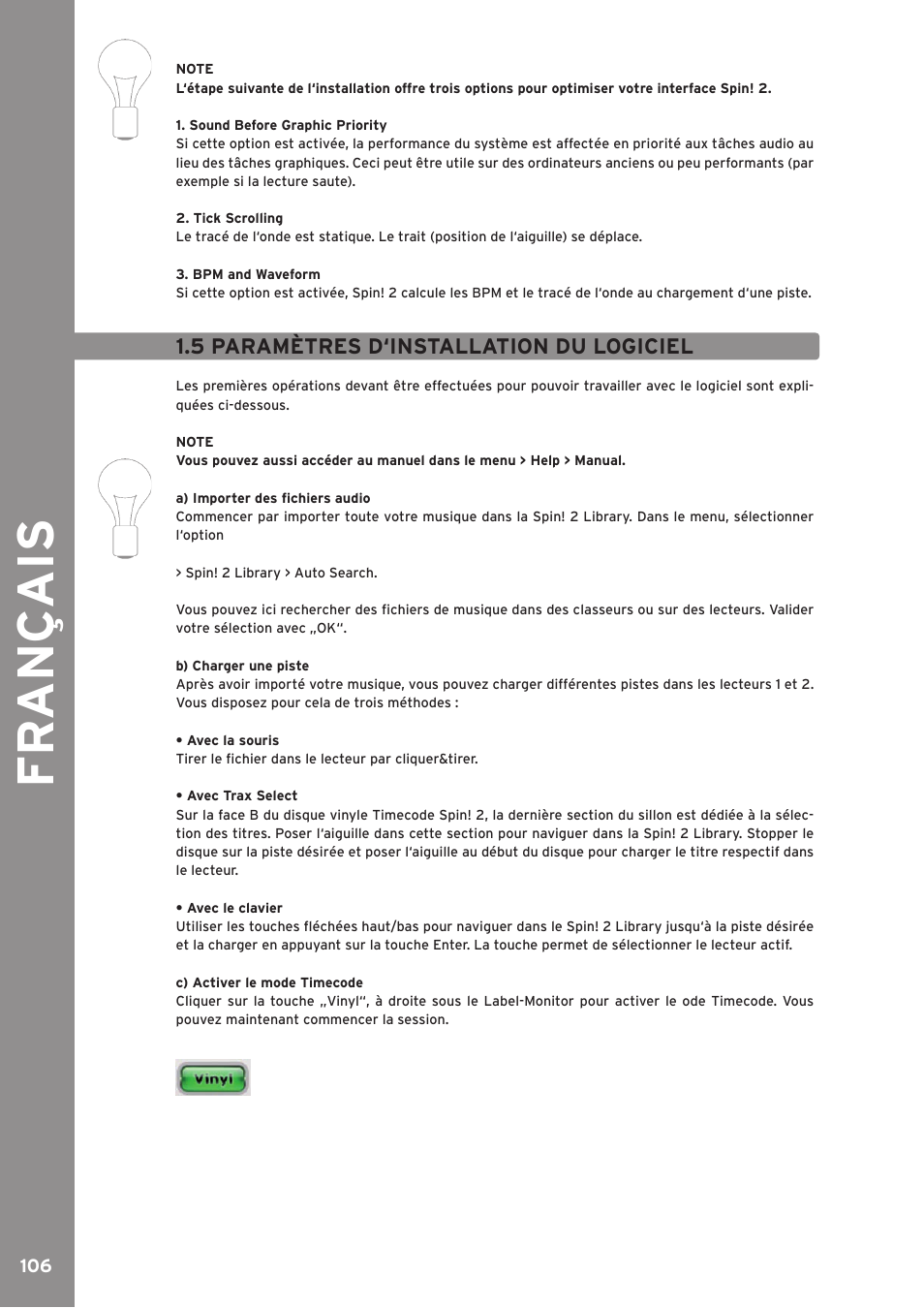 Fr an ç ais | Reloop SPIN!2 User Manual | Page 106 / 139