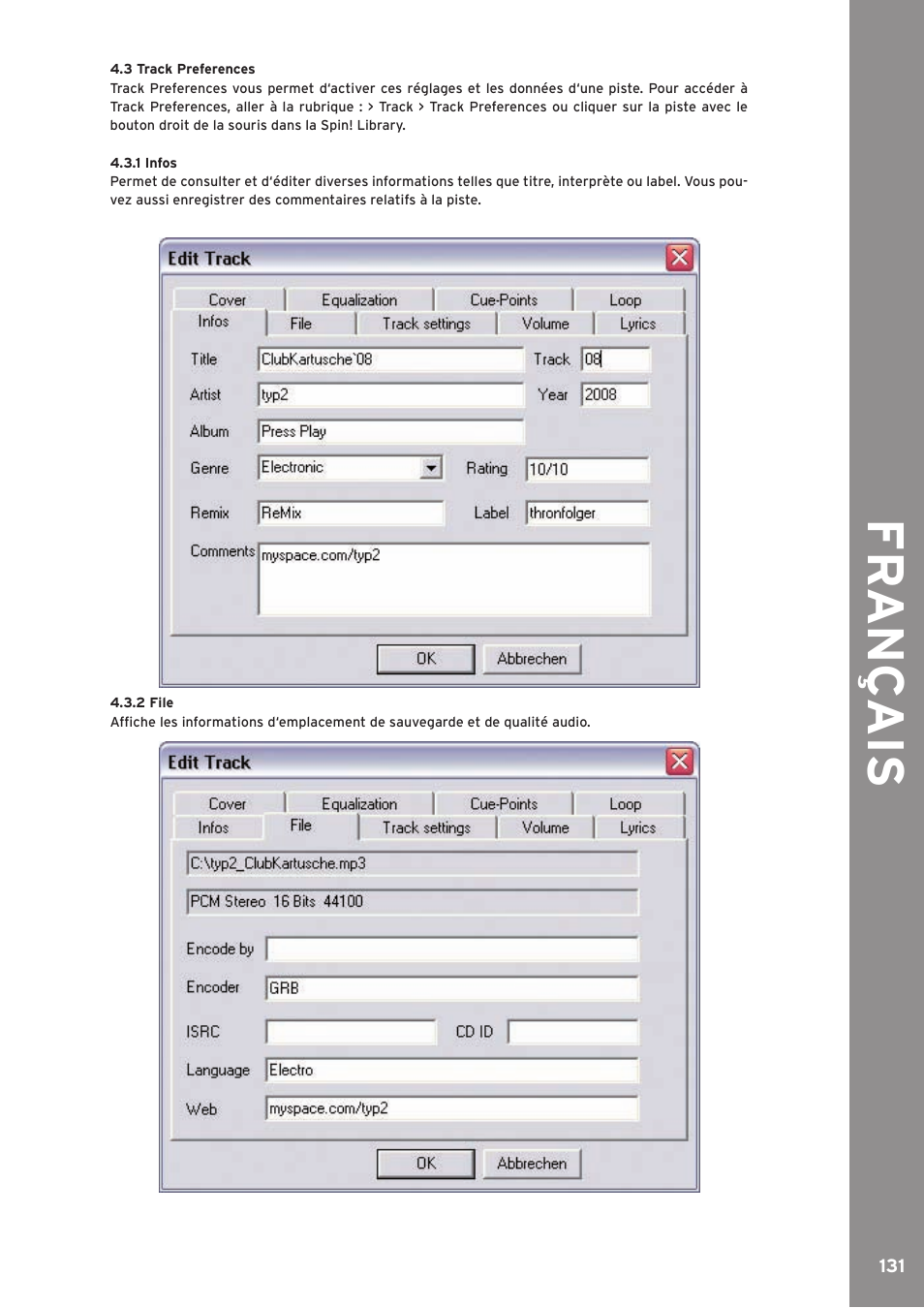 Fr an ç ais | Reloop SPIN!2 User Manual | Page 131 / 139