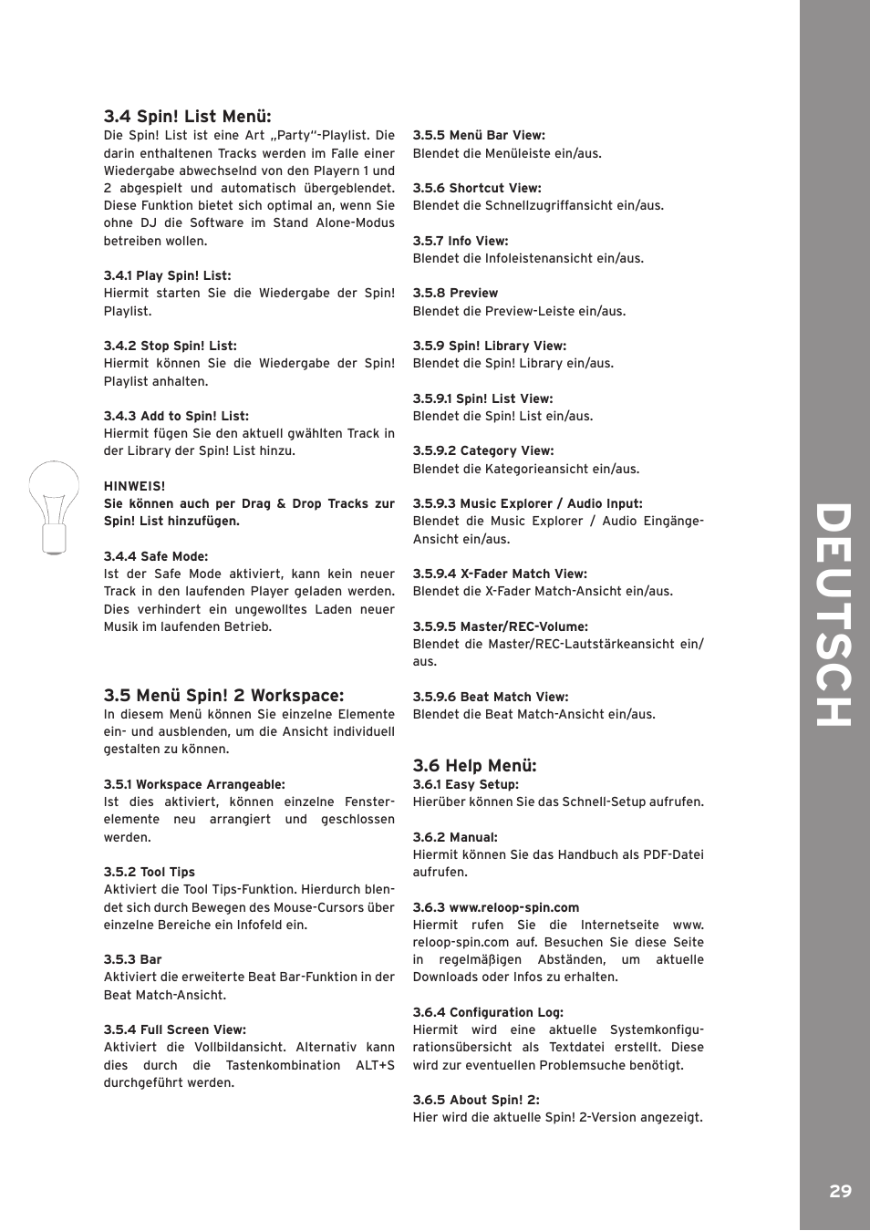 De ut s ch | Reloop SPIN!2 User Manual | Page 29 / 139