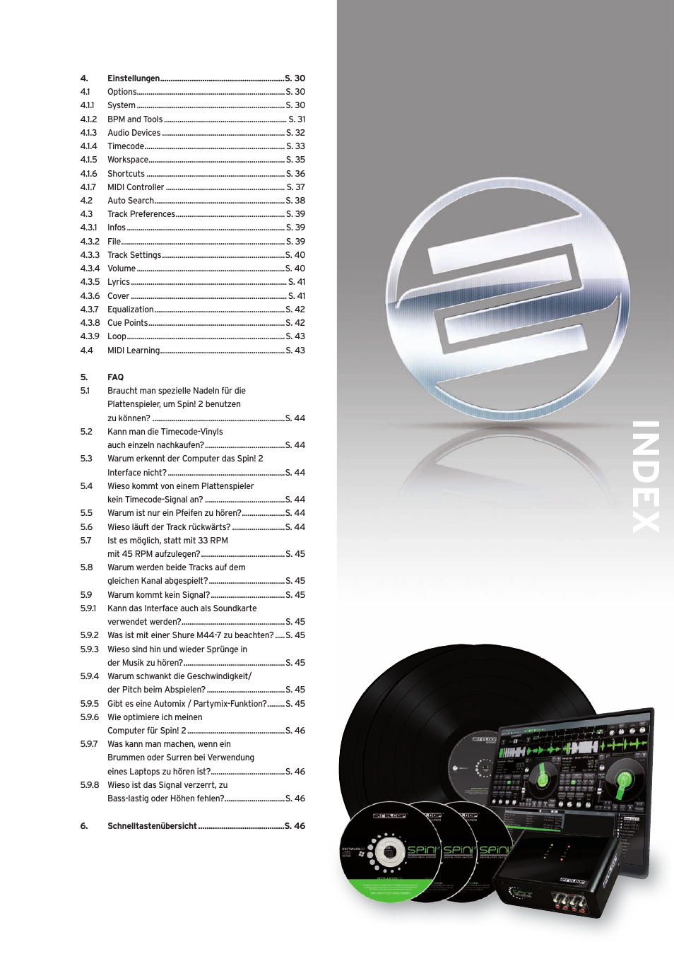 Index | Reloop SPIN!2 User Manual | Page 3 / 139