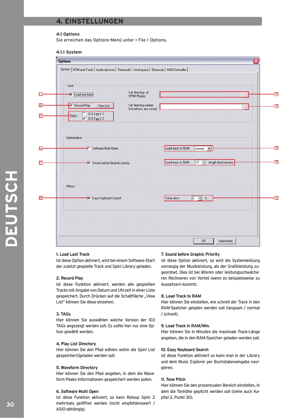 De ut s ch, Einstellungen | Reloop SPIN!2 User Manual | Page 30 / 139