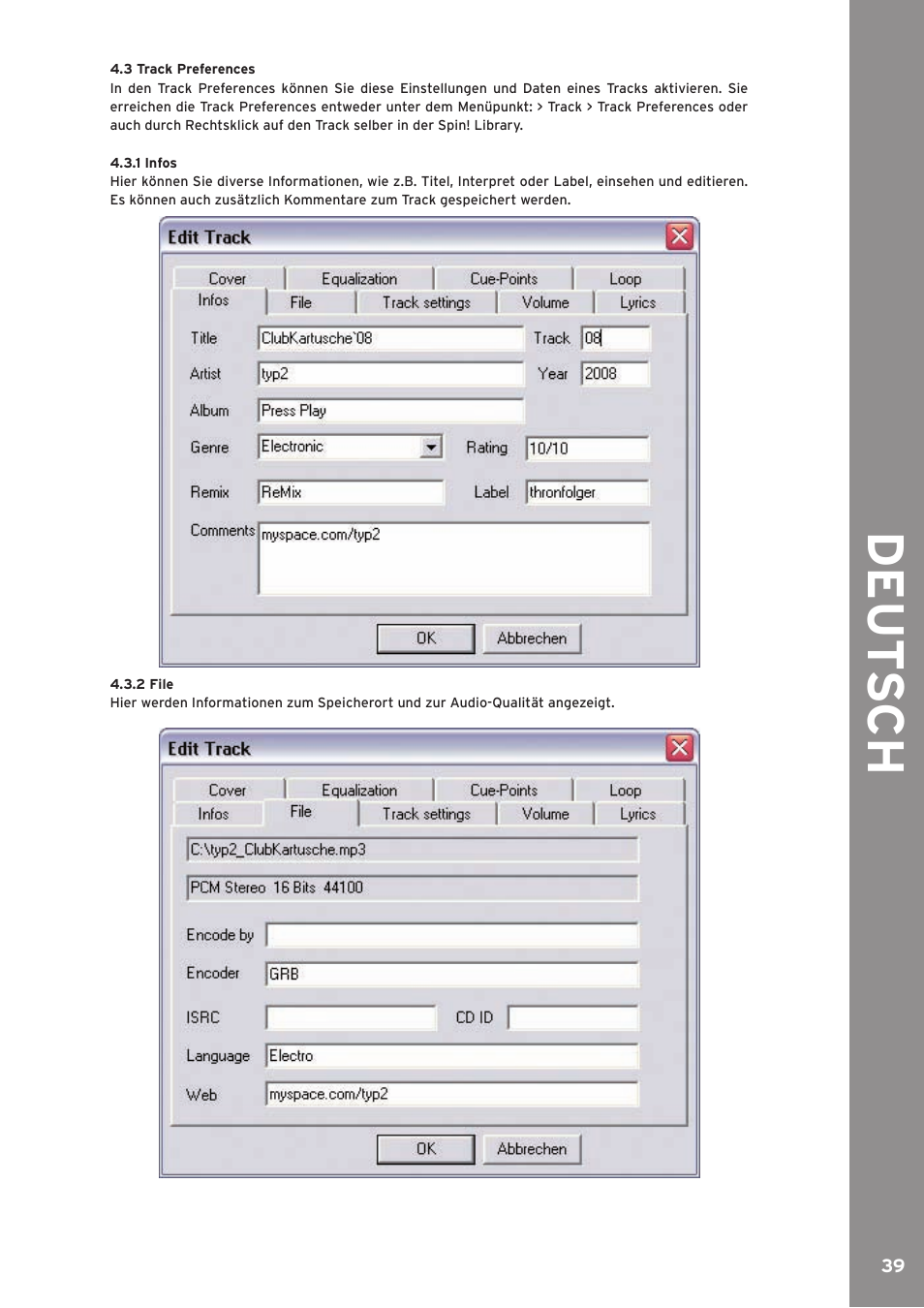 De ut s ch | Reloop SPIN!2 User Manual | Page 39 / 139