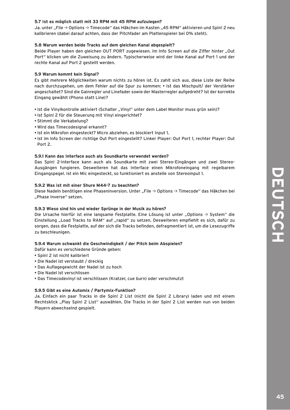De ut s ch | Reloop SPIN!2 User Manual | Page 45 / 139