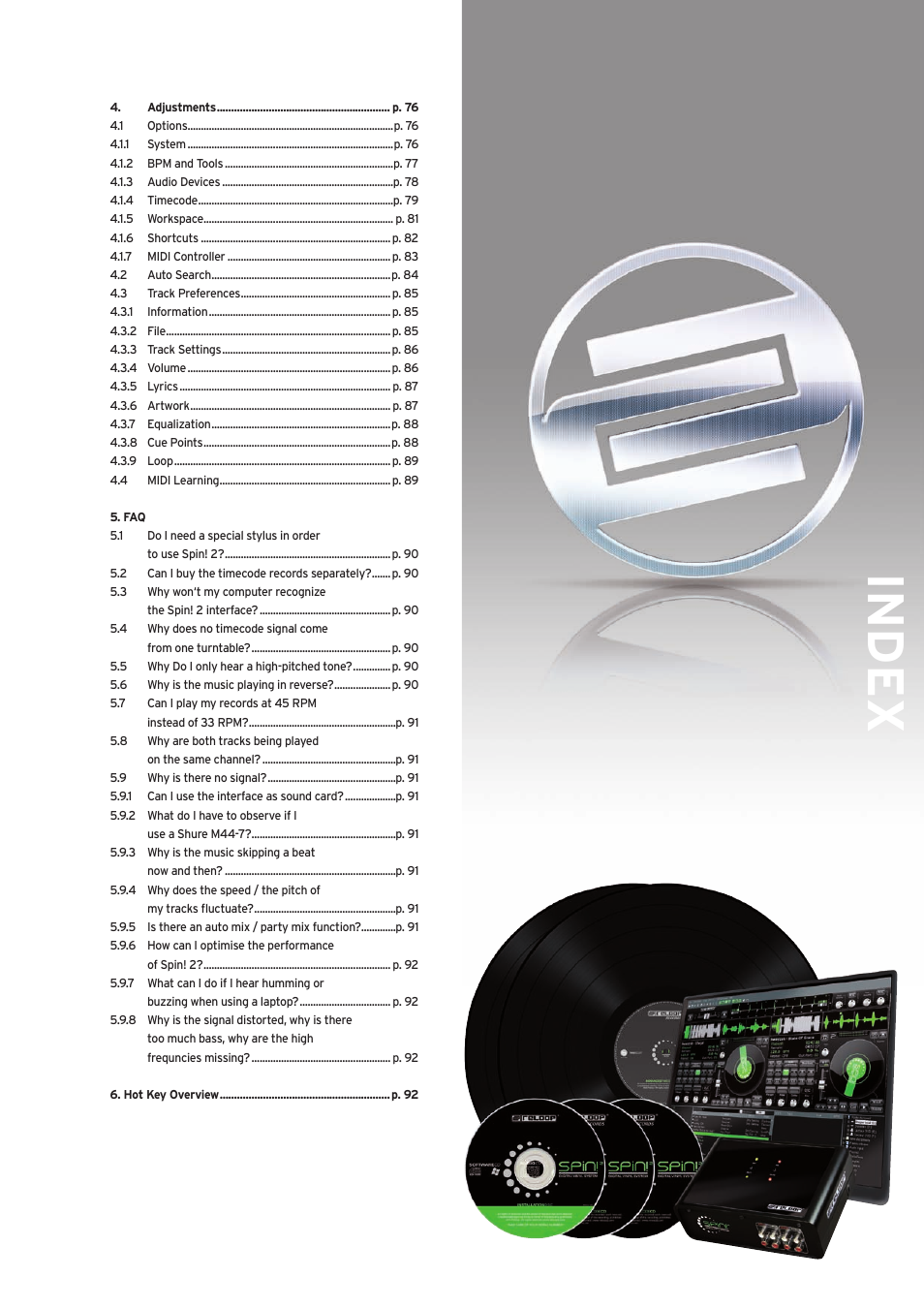 Index | Reloop SPIN!2 User Manual | Page 49 / 139