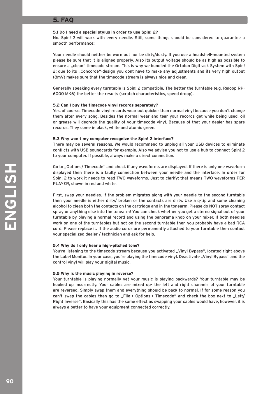 English | Reloop SPIN!2 User Manual | Page 90 / 139