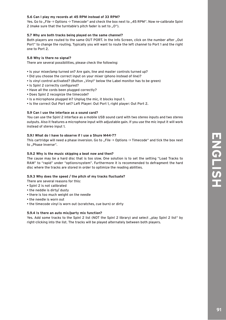 English | Reloop SPIN!2 User Manual | Page 91 / 139