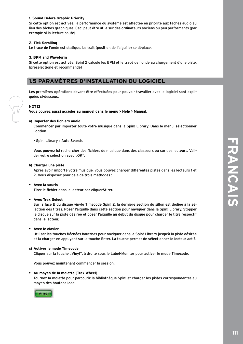 Fr anc ais, 5 paramètres d‘installation du logiciel | Reloop SPIN!2 User Manual | Page 119 / 153