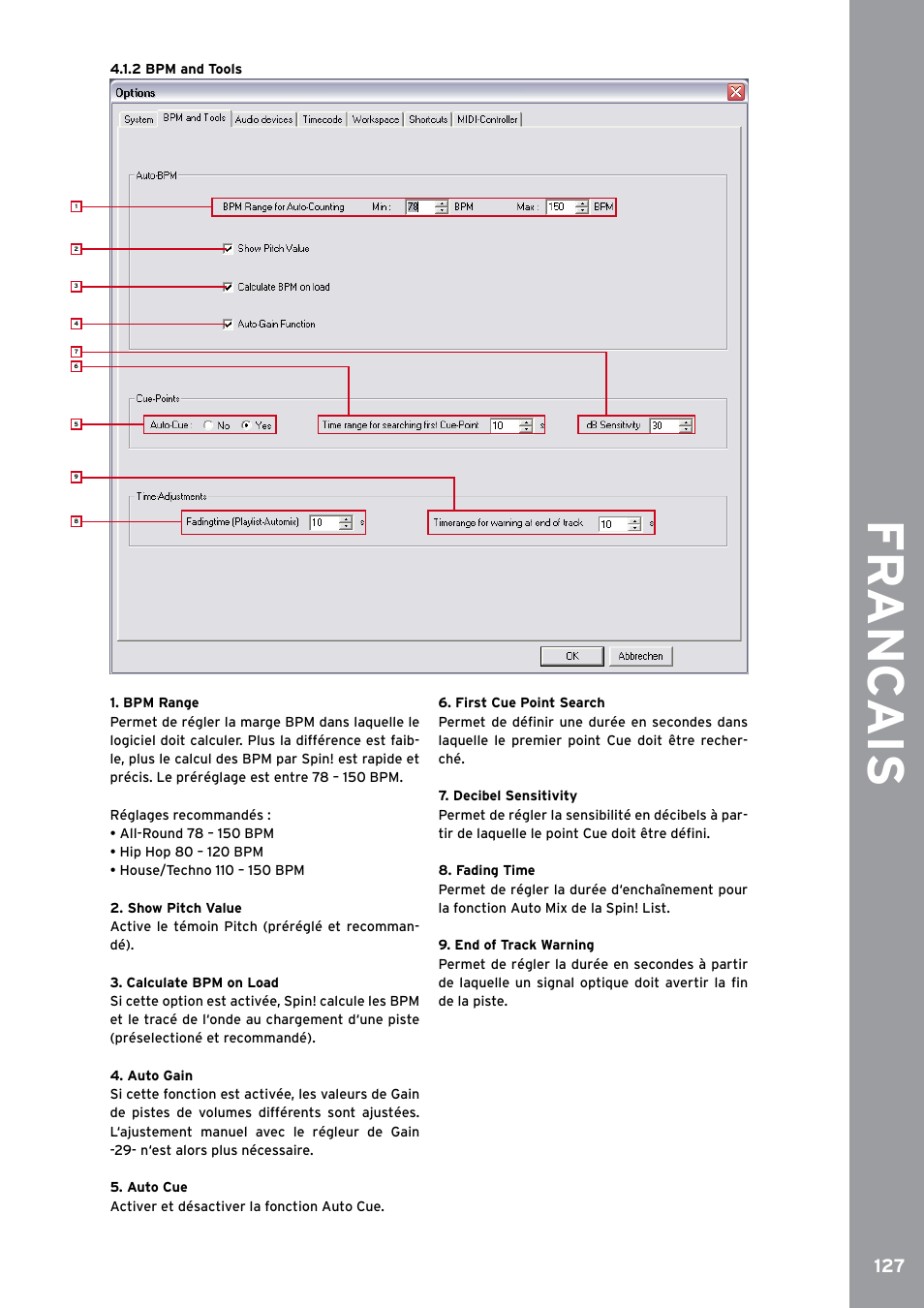 2 bpm and tools, Fr anc ais | Reloop SPIN!2 User Manual | Page 135 / 153