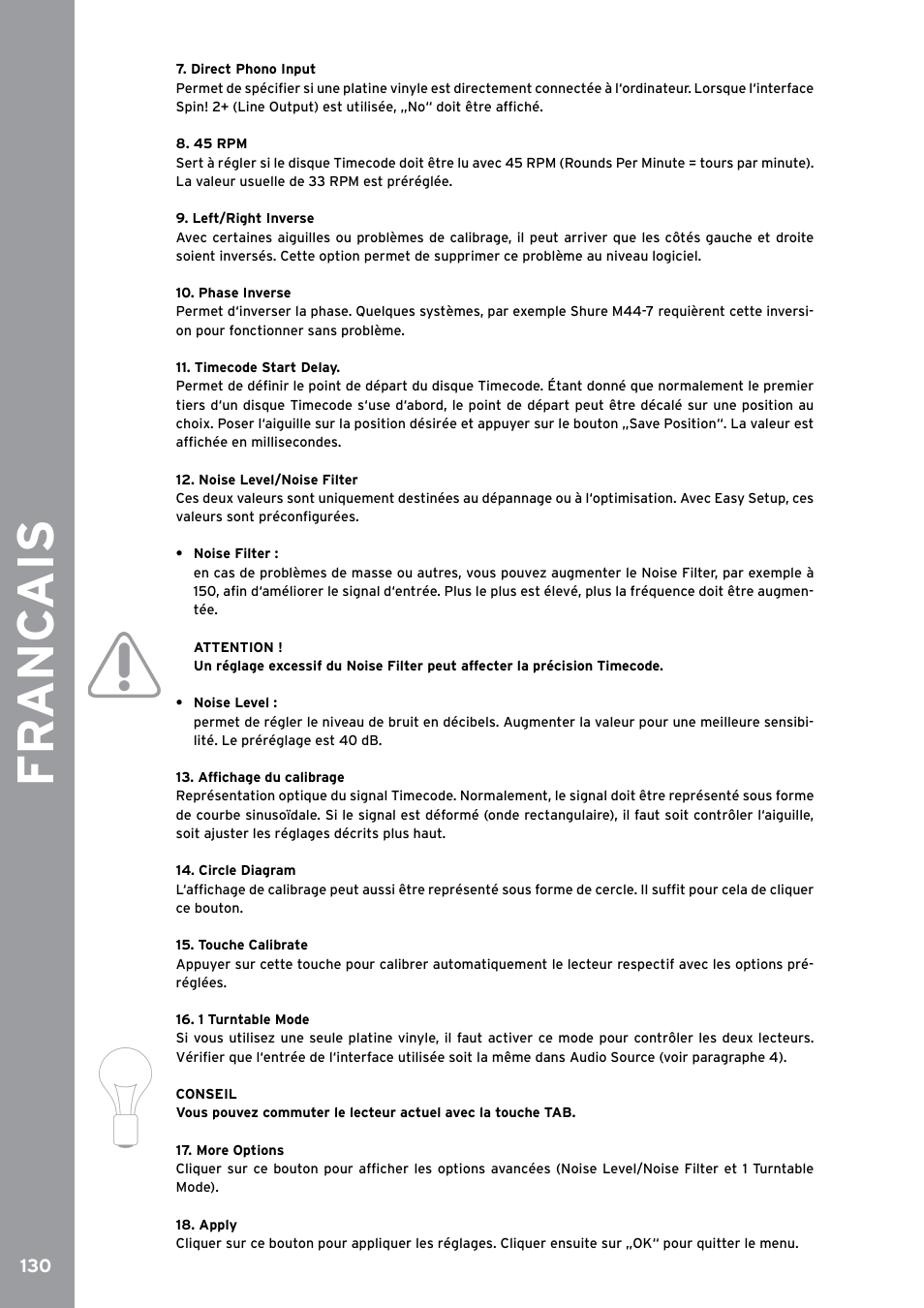 Fr anc ais | Reloop SPIN!2 User Manual | Page 138 / 153