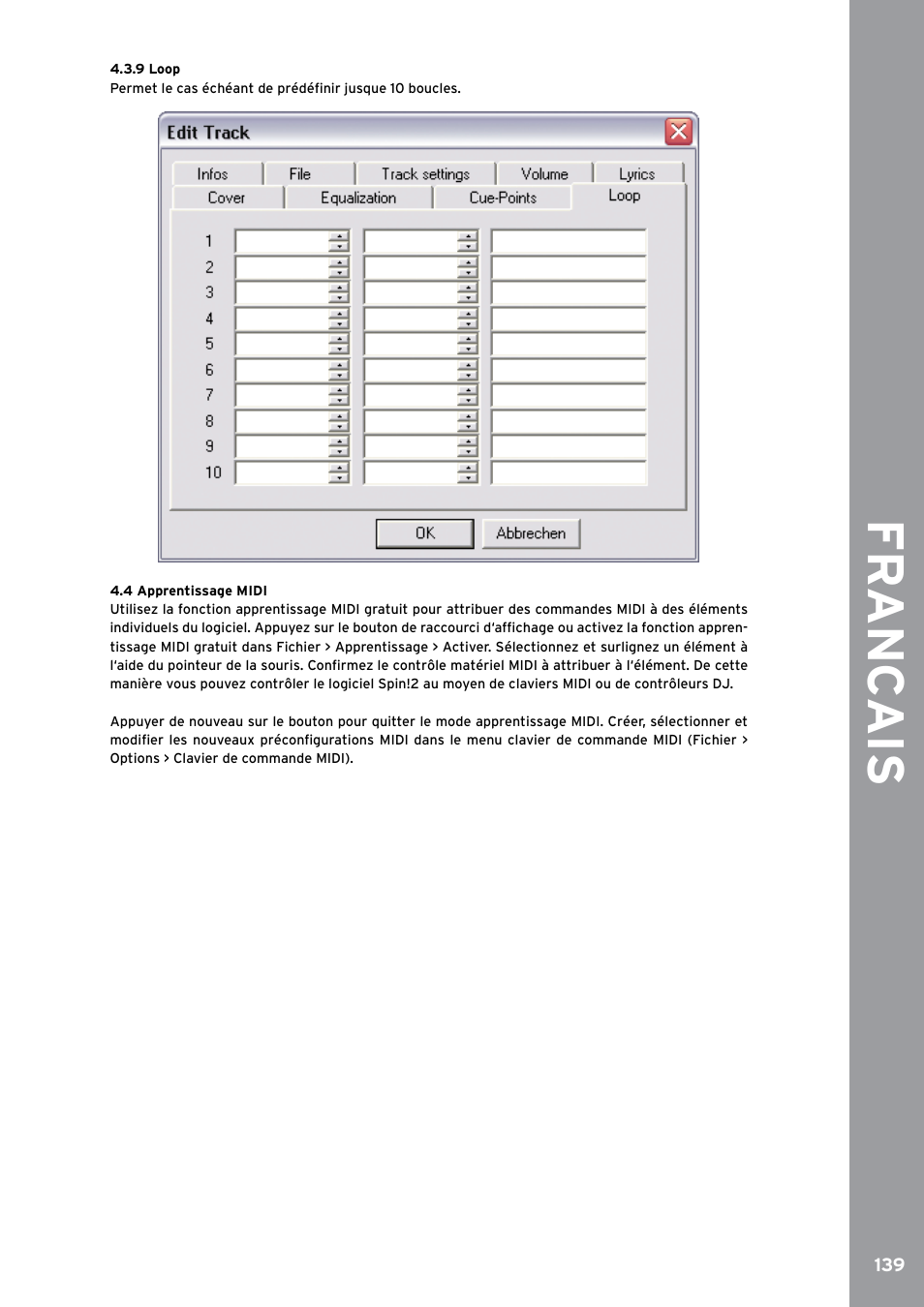 9 loop, 4 apprentissage midi, Fr anc ais | Reloop SPIN!2 User Manual | Page 147 / 153