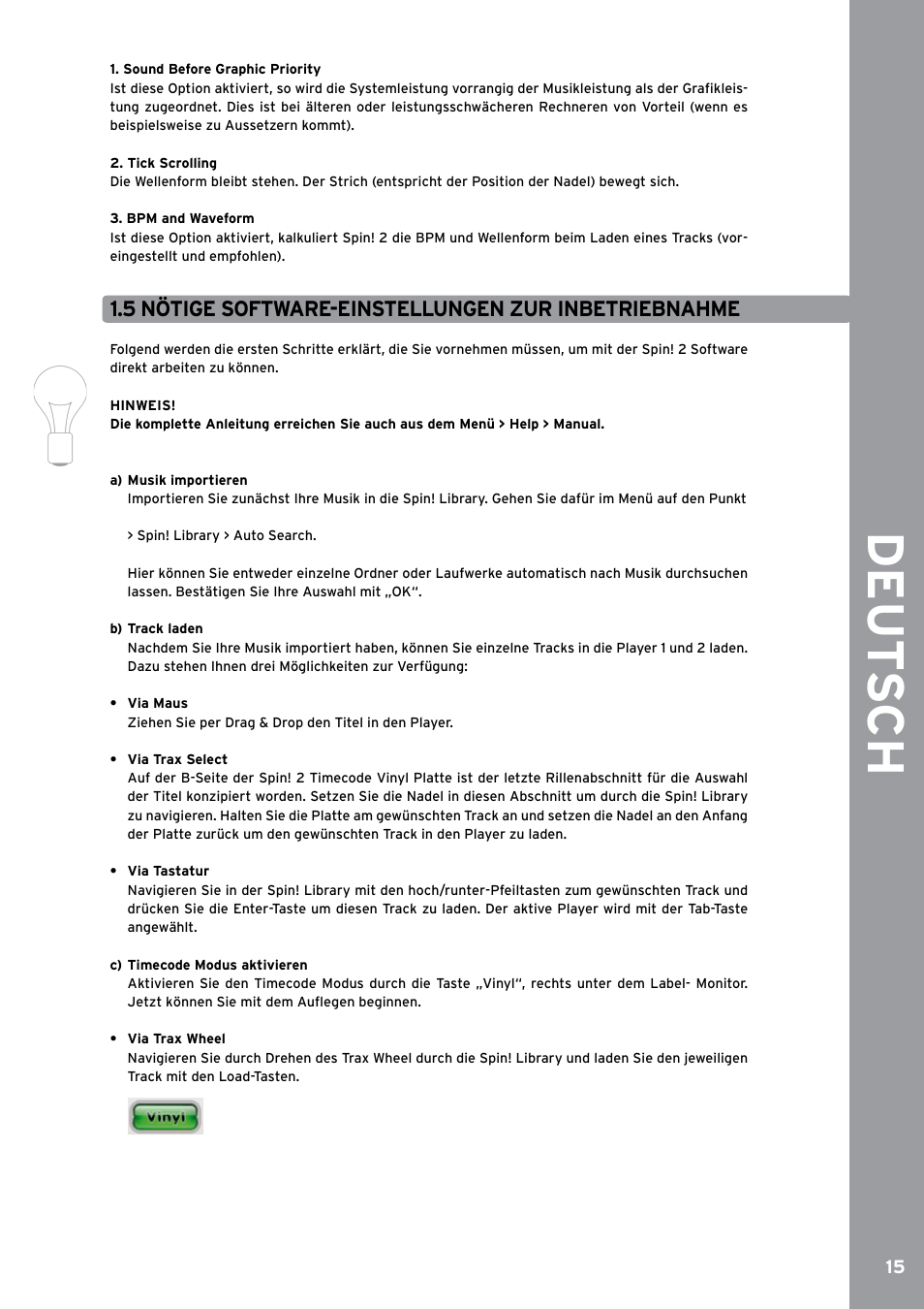 De ut s ch, 5 nötige software-einstellungen zur inbetriebnahme | Reloop SPIN!2 User Manual | Page 15 / 153
