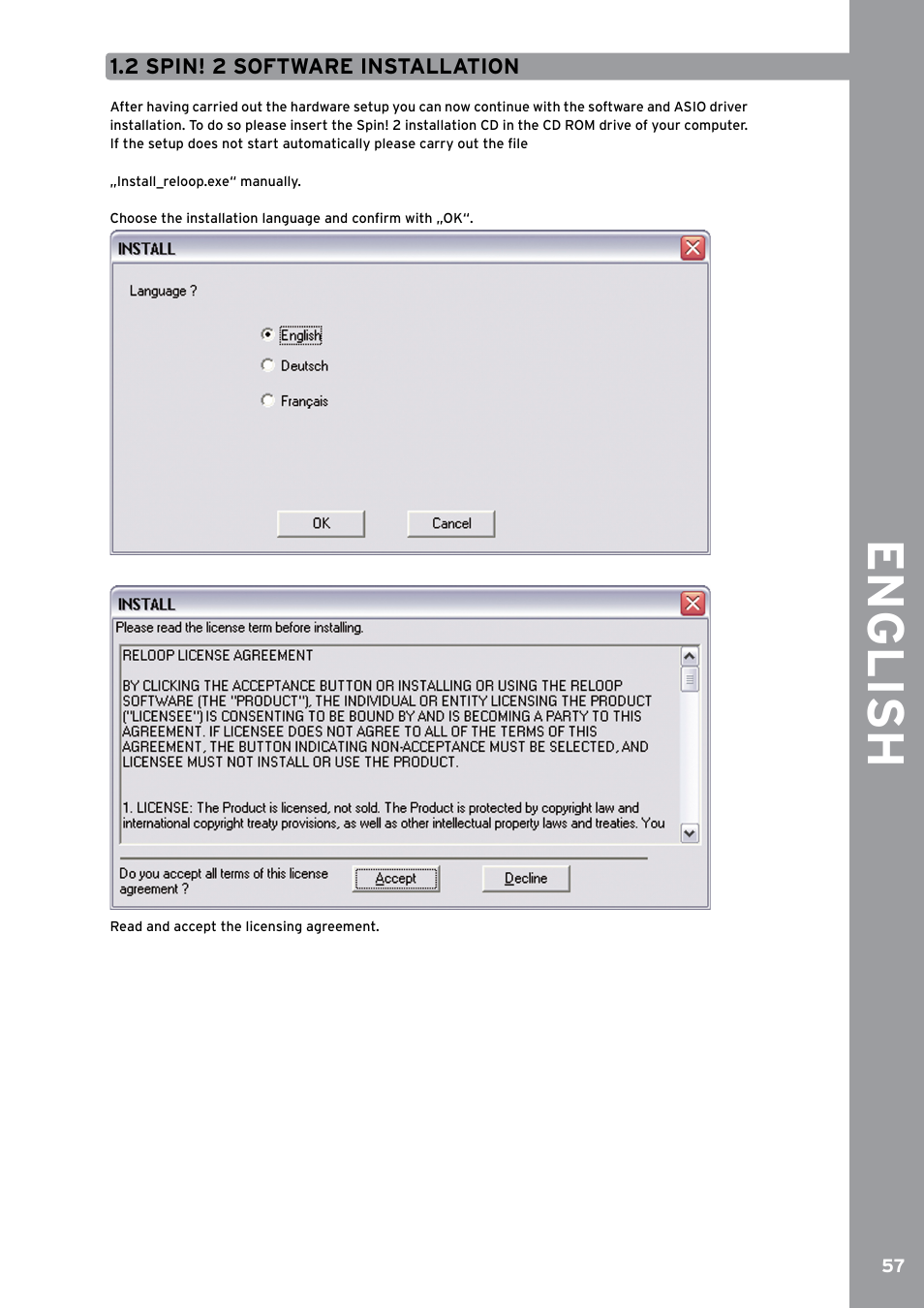 2 spin! 2 software installation, English | Reloop SPIN!2 User Manual | Page 65 / 153