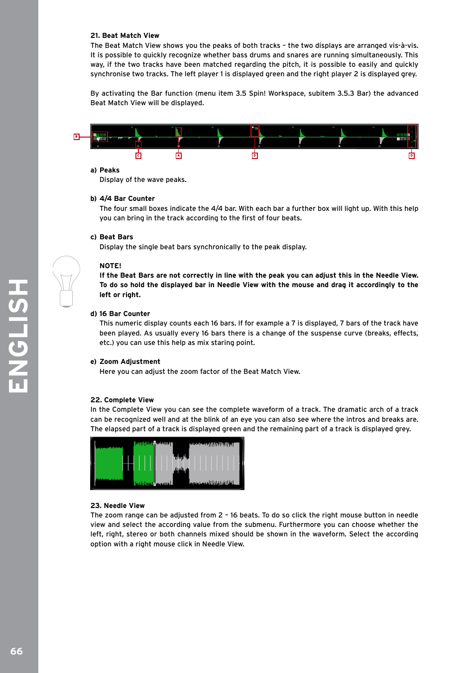 Beat match view, Complete view, Needle view | English | Reloop SPIN!2 User Manual | Page 74 / 153