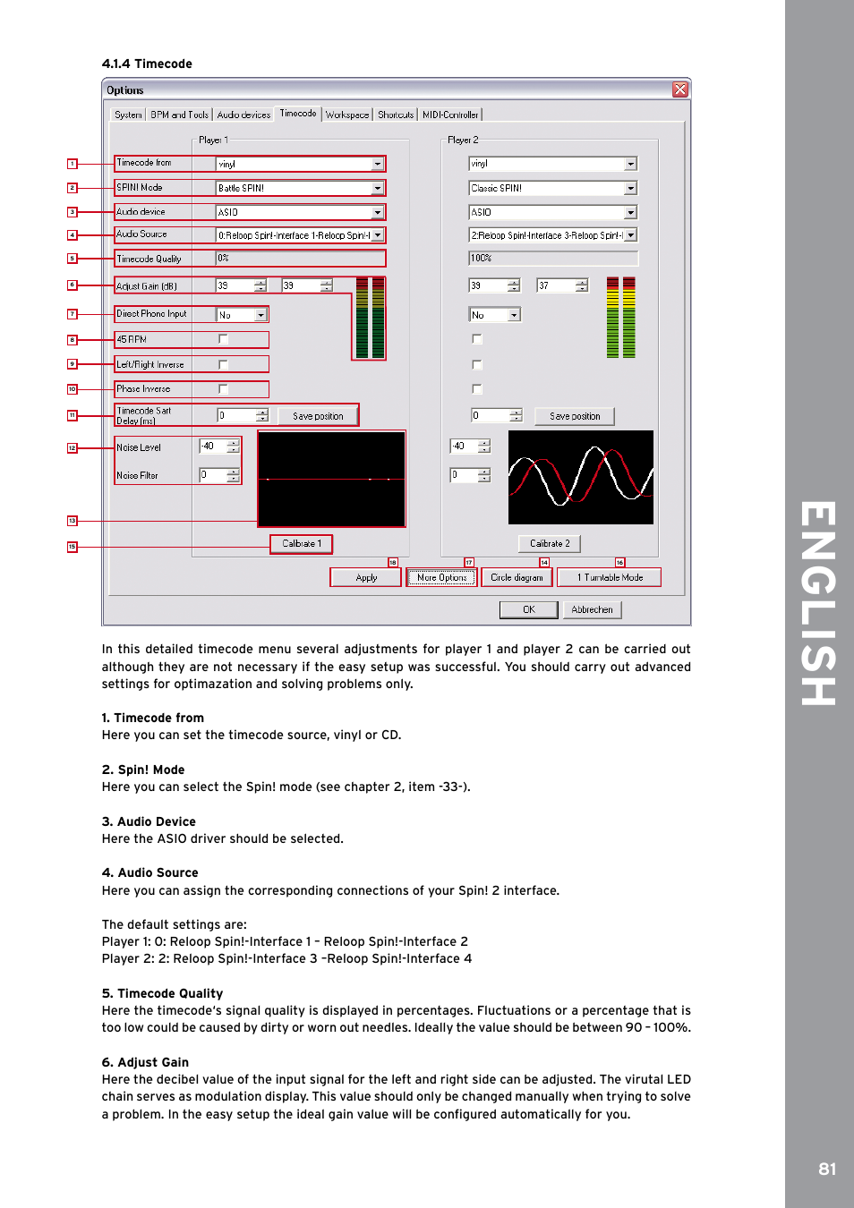 4 timecode, English | Reloop SPIN!2 User Manual | Page 89 / 153