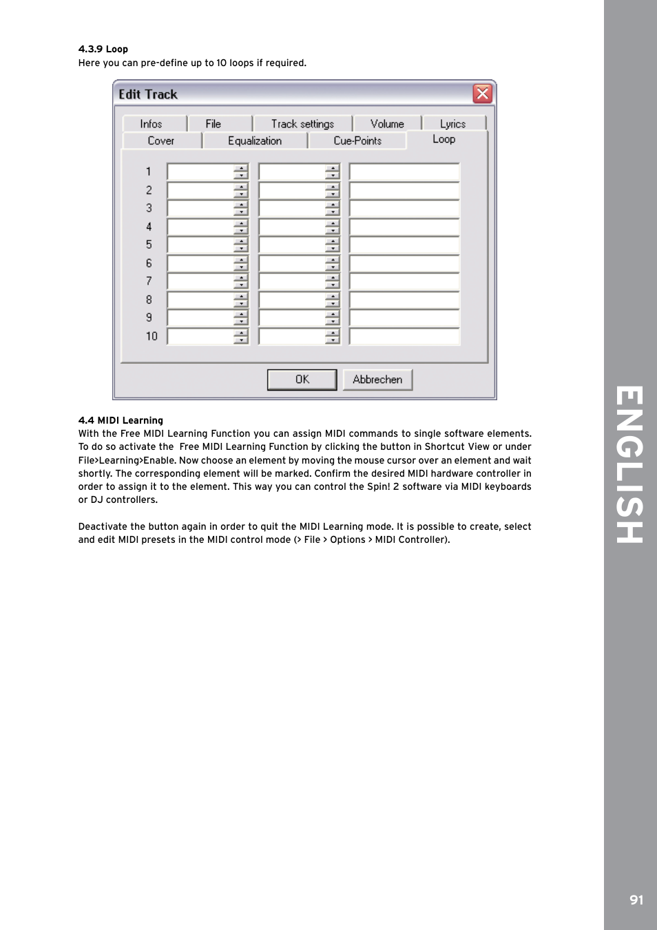 9 loop, 4 midi learning, English | Reloop SPIN!2 User Manual | Page 99 / 153