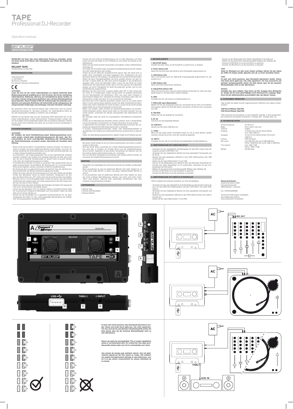 Reloop TAPE User Manual | 2 pages