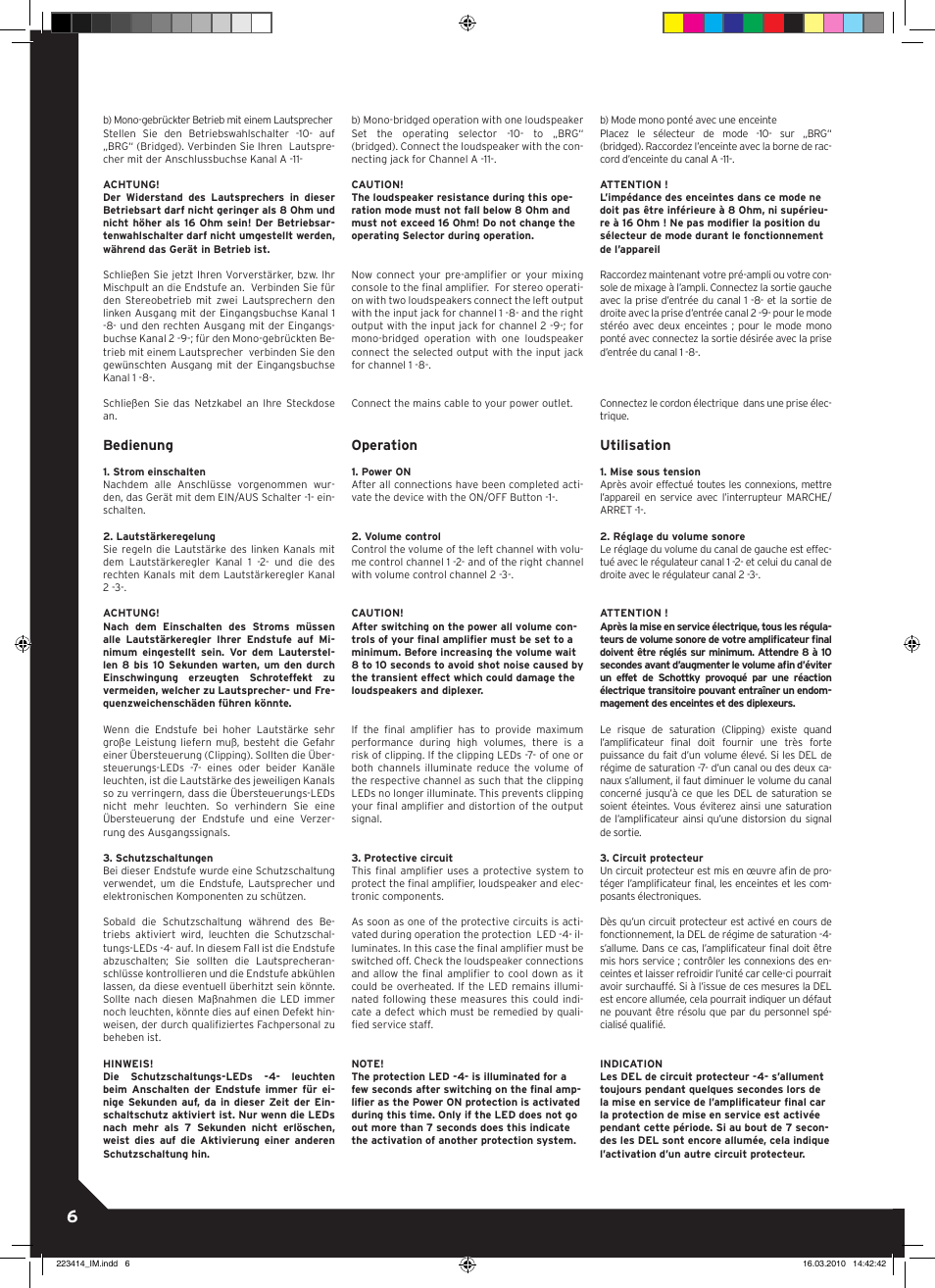 Bedienung, Operation, Utilisation | Reloop AMPIRE D360 User Manual | Page 6 / 8