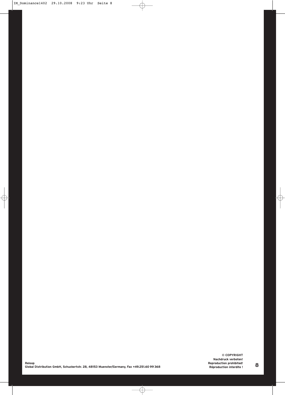 Reloop DOMINANCE 1402 User Manual | Page 8 / 8